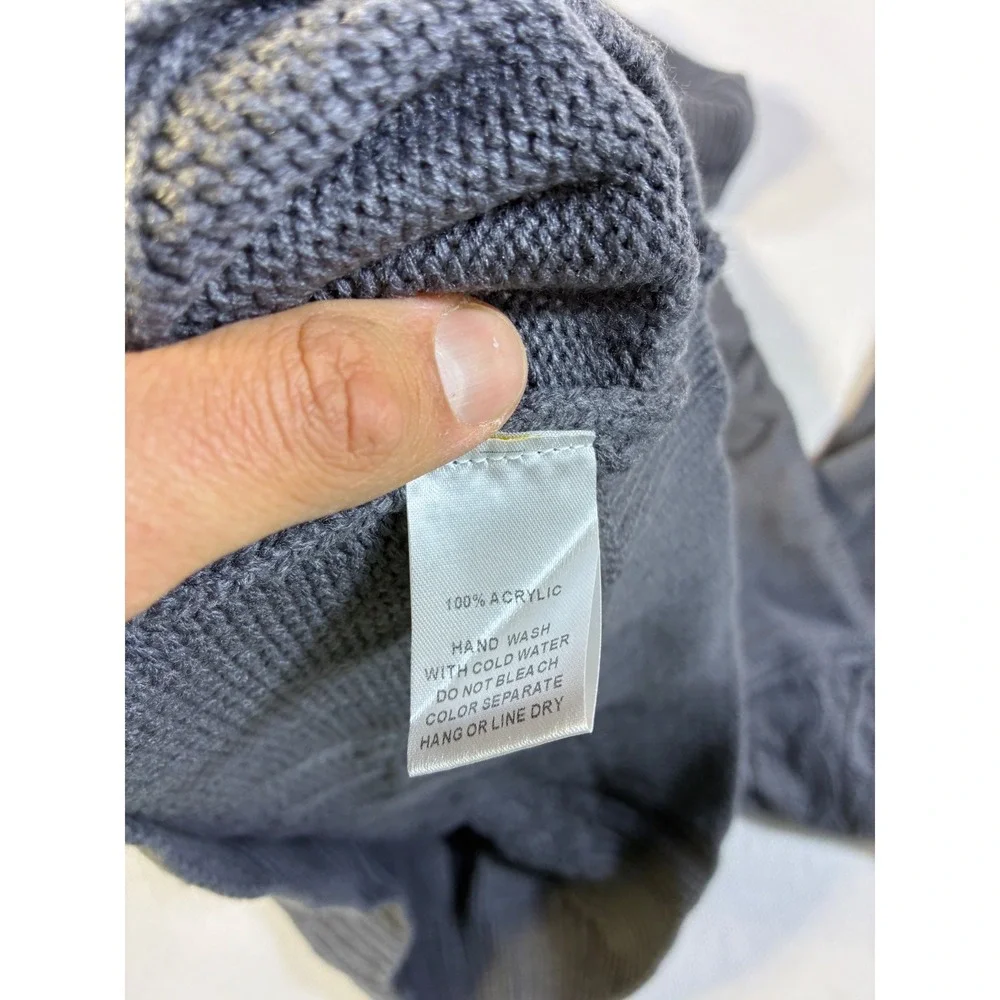 SPLA Gray Cable Knit Turtleneck Sweater Size Medium Heavyweight Pullover‎